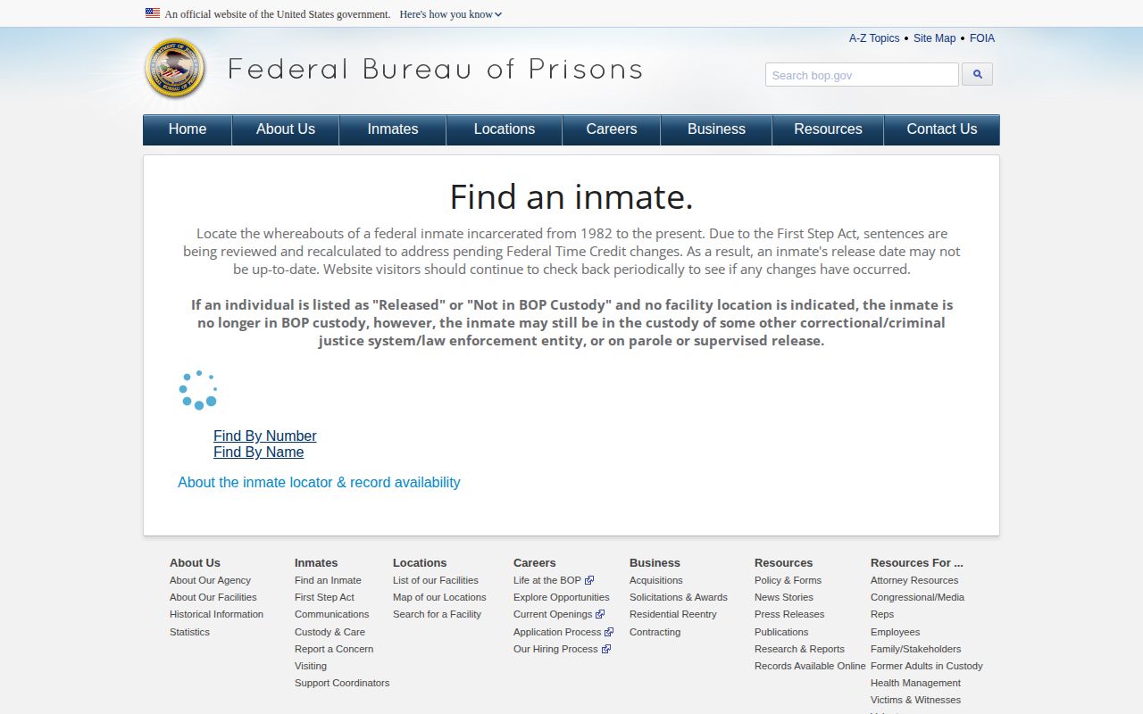 BOP federal custody release search for a Clarion County case